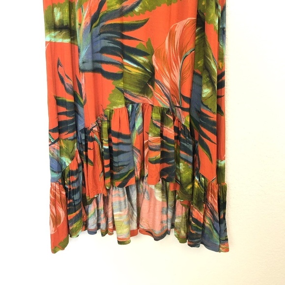 Soft Surroundings Fabiana Tropical Print Ruffle Hem Shirred Maxi Dress Small - Picture 5 of 10